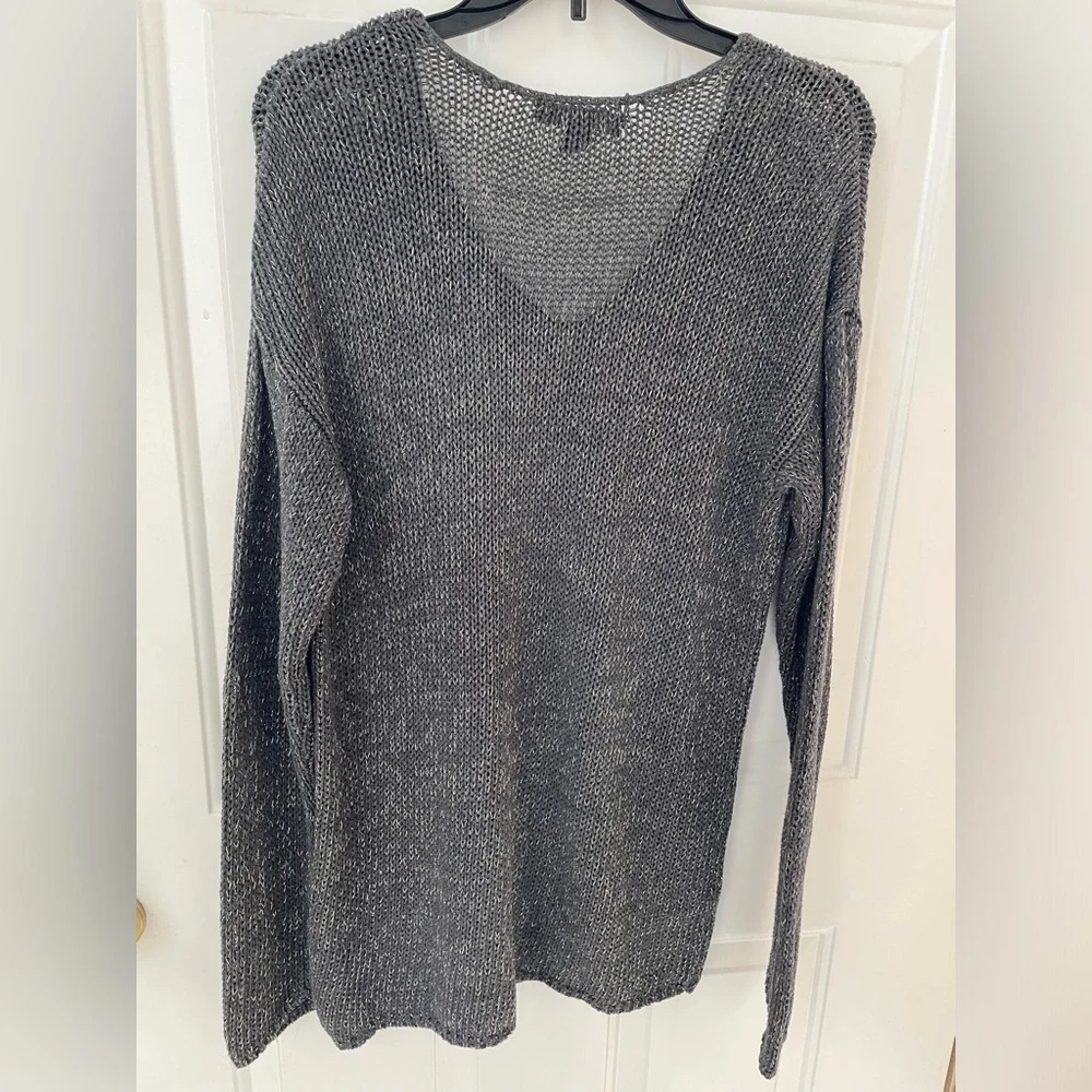 Tommy Bahama v-neck pullover sweater gray gold metallic large